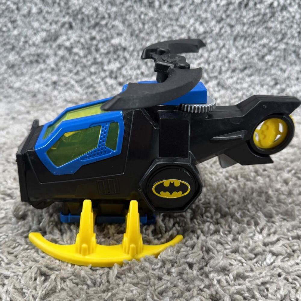 Batman Batcopter Helicopter Vehicle Toy Black Blue Yellow DC Comics 8" Toy